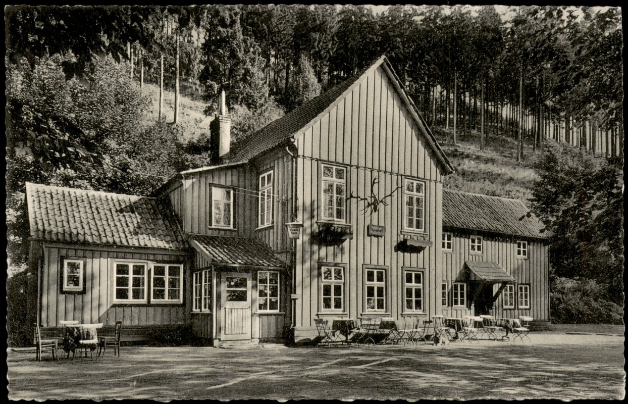zoom: Image side vintage Postcard from 1960: Oberharz Waldgaststätte Rehberger Grabenhaus"bei St. Andreasberg::