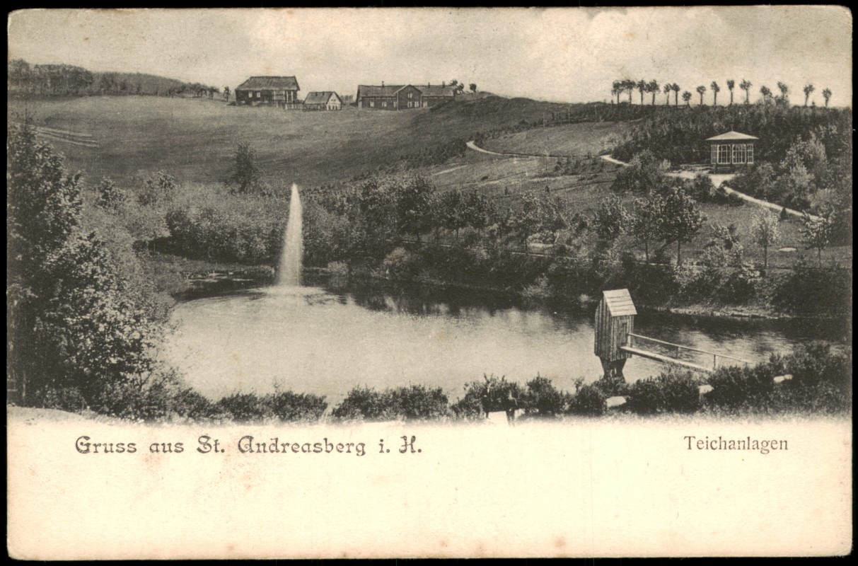zoom: Image side vintage Postcard from 1900: Teichanlagen St. Andreasberg i. H. um 1900:: Sankt Andreasberg-Braunlage