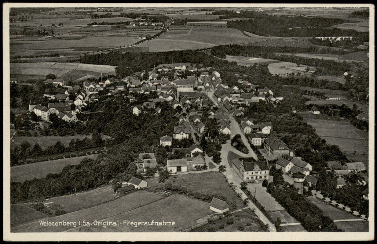 vergrößern: Bildseite historische Ansichtskarte von 1920: Luftbilder Weissenberg i.Sa. Original-Fliegeraufnahme Aero Express 7087:: Weißenberg