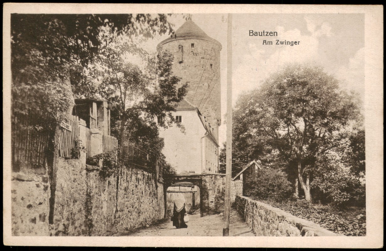 vergrößern: Bildseite historische Ansichtskarte von 1920: Bautzen Am Zwinger Stadtansicht:: Bautzen