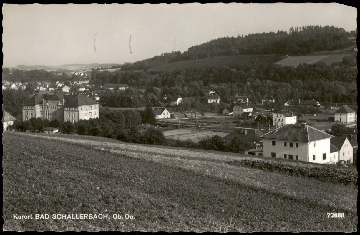 zoom: Image side vintage Postcard from 1961: Panorama-Ansicht Kurort BAD SCHALLERBACH, Ob. Oe.:: Bad Schallerbach