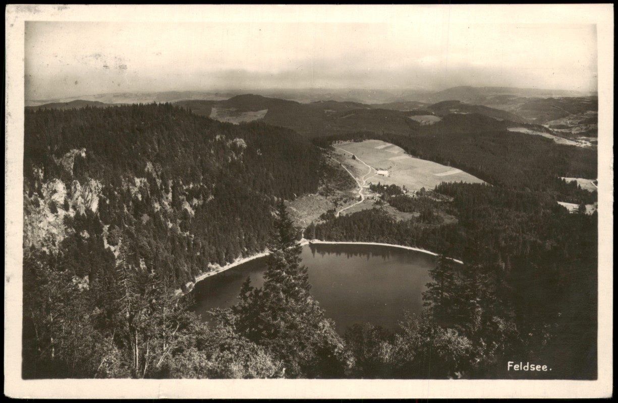 zoom: Image side vintage Postcard from 1927: Feldberg i. Schwarzwald 1500 m Panorama-Ansichten:: Altglashütten-Feldberg (Schwarzwald)