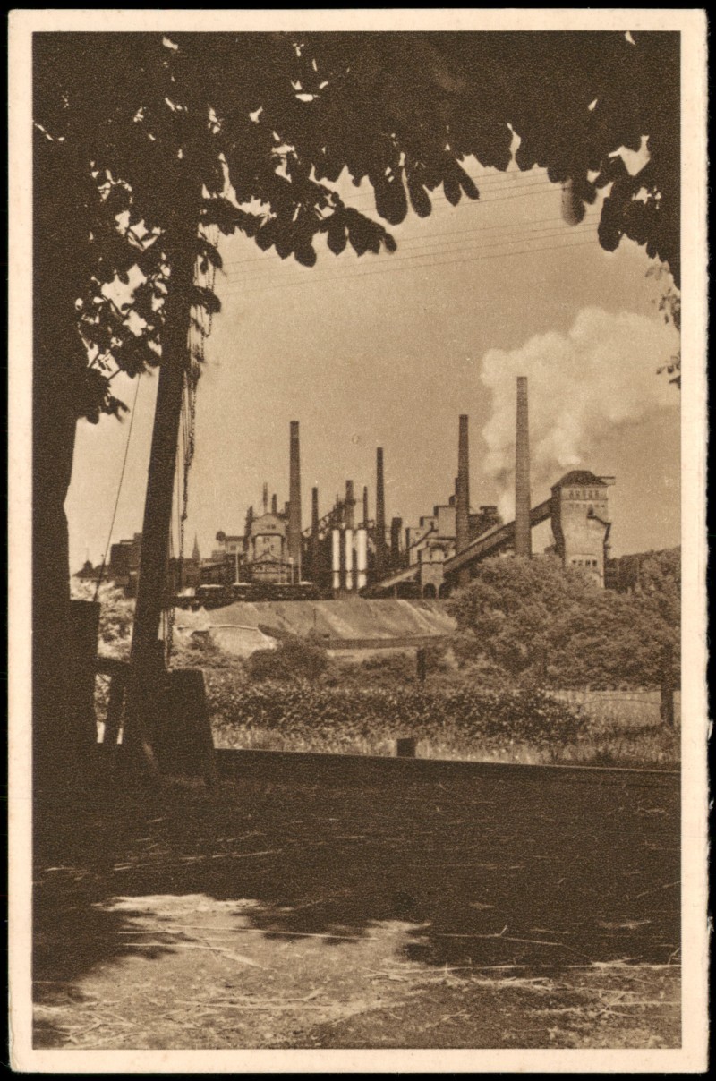 vergrößern: Bildseite historische Ansichtskarte von 1934: Stahlwerke Phoenix , Dortmund Ansicht:: Dortmund