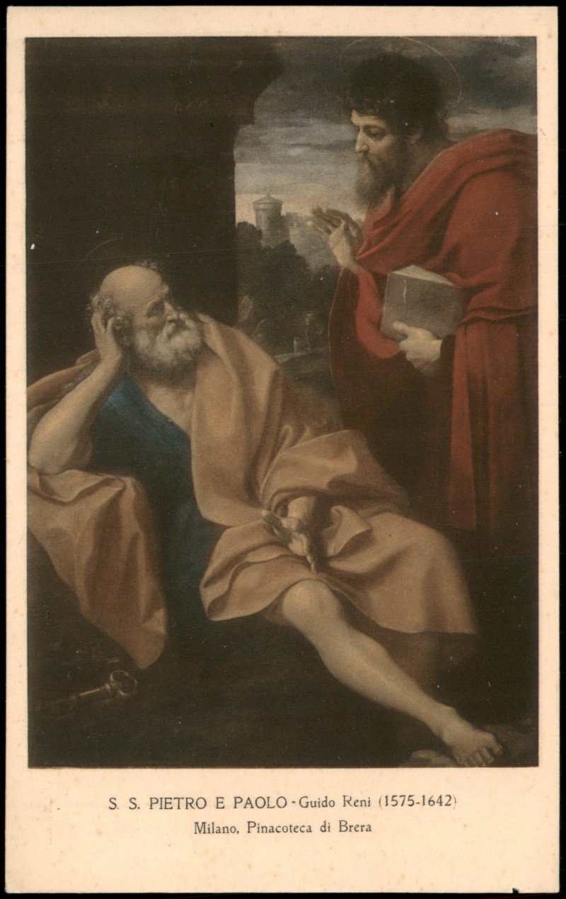 vergrößern: Bildseite historische Ansichtskarte von 1930: Kunstwerk (S. S. Pietro e Paolo) - Guido Reni - Pinacoteca di Brera in Mailand:: Mailand