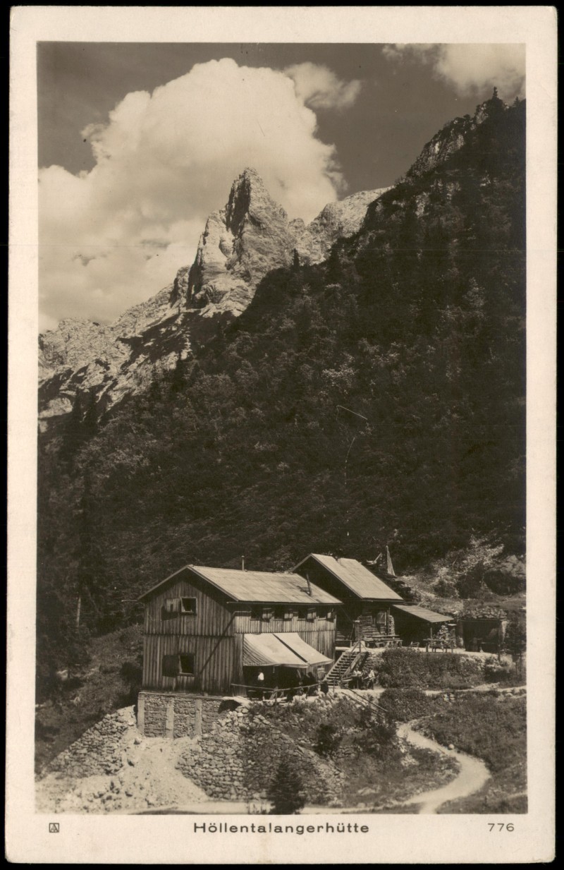 vergrößern: Bildseite historische Ansichtskarte von 1925: Blick zur Höllentalangerhütte:: Garmisch-Partenkirchen
