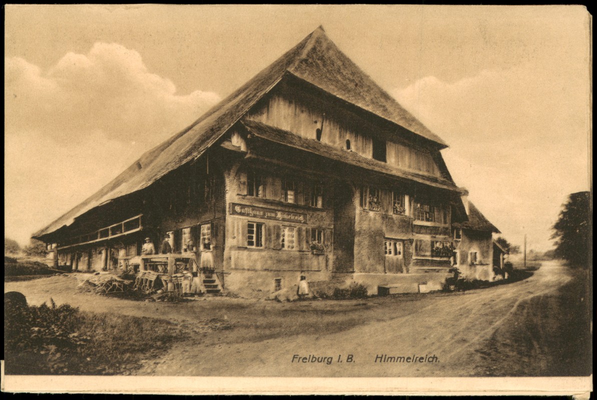 vergrößern: Bildseite historische Ansichtskarte von 1920: Gasthaus zum Himmelreich bei Freiburg i. B.:: Freiburg im Breisgau