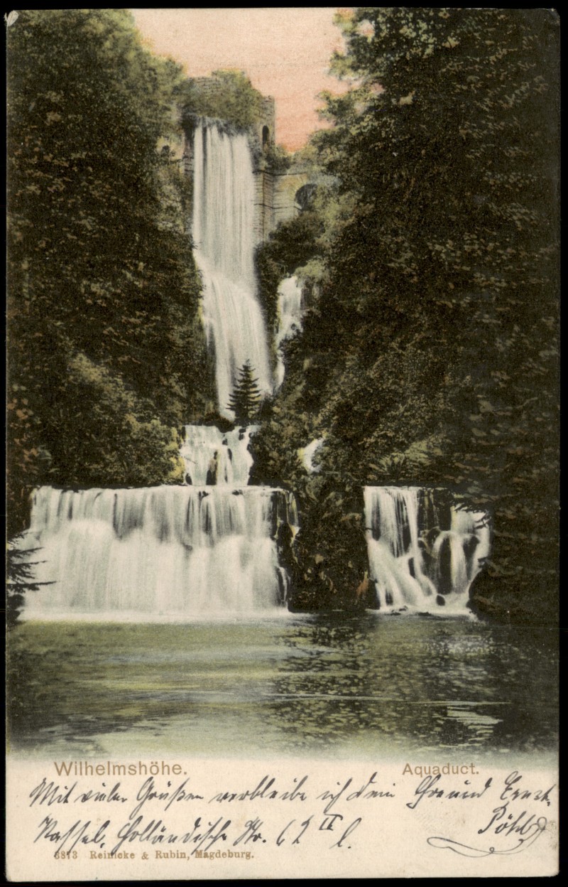 vergrößern: Bildseite historische Ansichtskarte von 1909: Aquaduct.:: Bad Wilhelmshöhe-Kassel