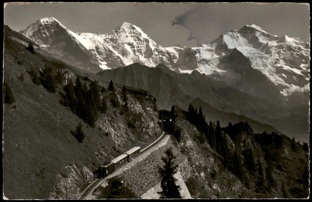 vergrößern: Bildseite historische Ansichtskarte von 1964: Schynige Platte-Bahn Fotokarte:: Gsteigwiler