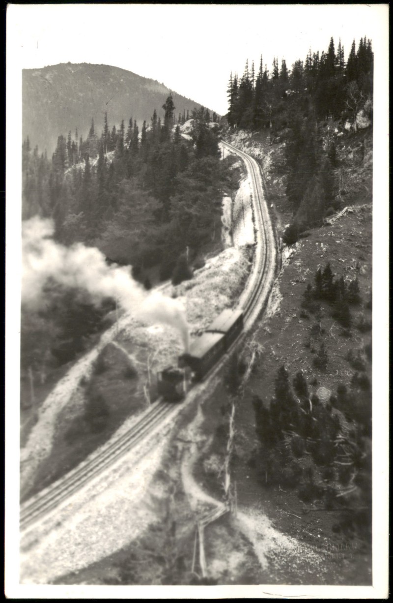 vergrößern: Bildseite historische Ansichtskarte von 1959: Zahnradbahn Hochschneeberg:: Reichenau an der Rax