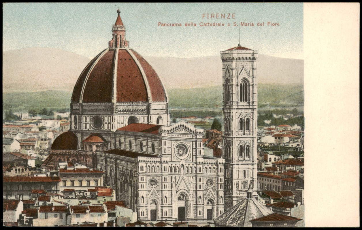 vergrößern: Bildseite historische Ansichtskarte von 1911: Panorama della Cattedrale o S. Maria del Flore:: Florenz
