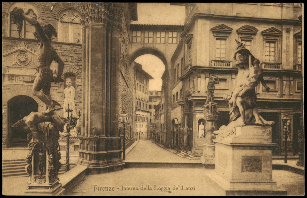 vergrößern: Bildseite historische Ansichtskarte von 1910: Interno della Loggia de