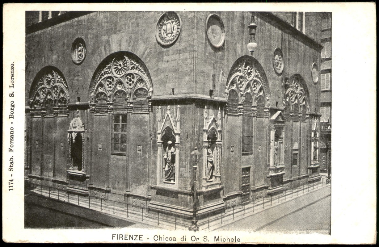 zoom: Image side vintage Postcard from 1908: Chiesa di Or S. Michele:: Florence