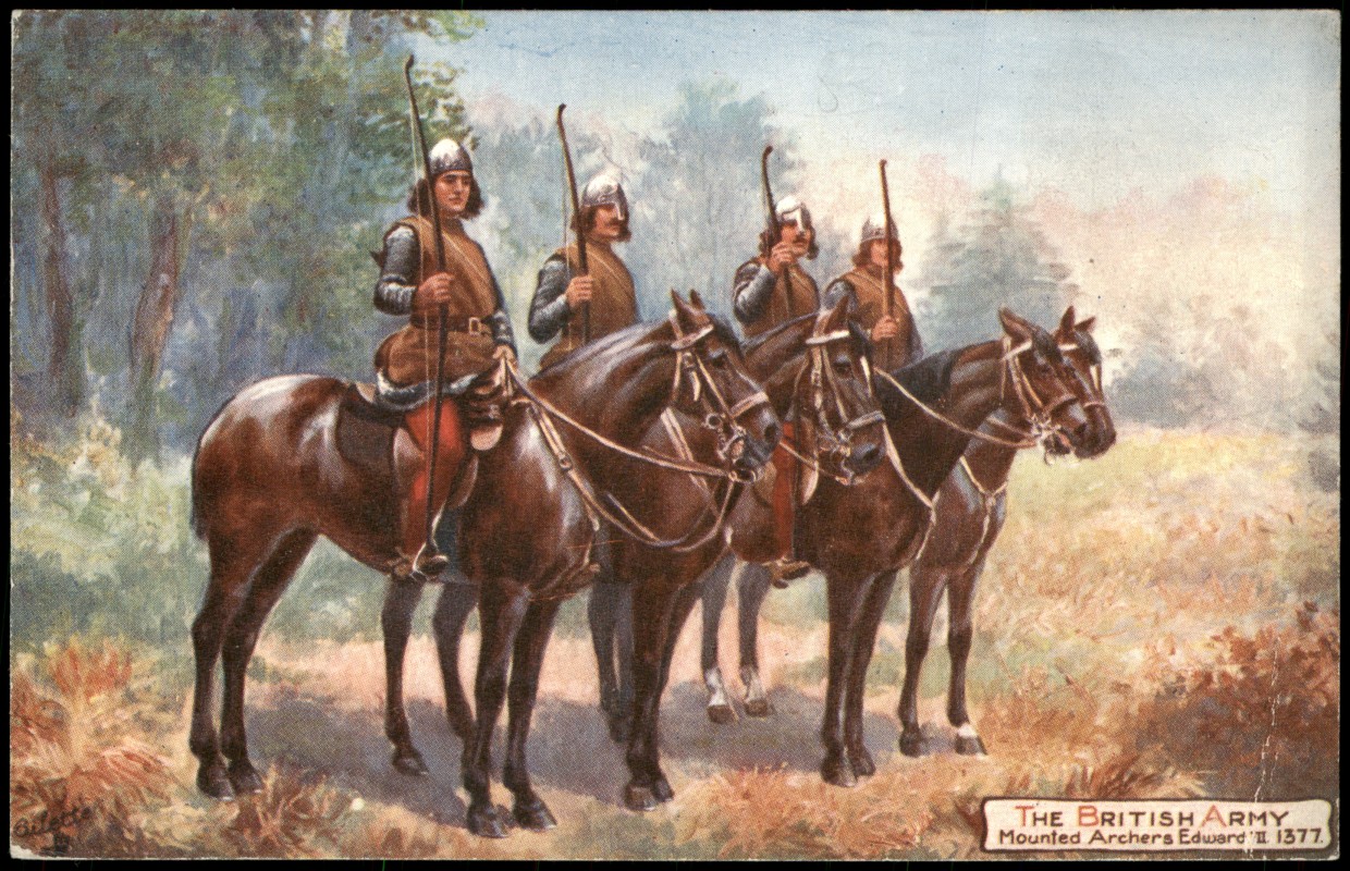 vergrößern: Bildseite historische Ansichtskarte von 1911: THE BRITISH ARMY Mounted Archers Edward:: .Großbritannien