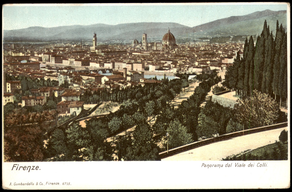 vergrößern: Bildseite historische Ansichtskarte von 1909: Panorama dal Viale dei Colli.:: Florenz