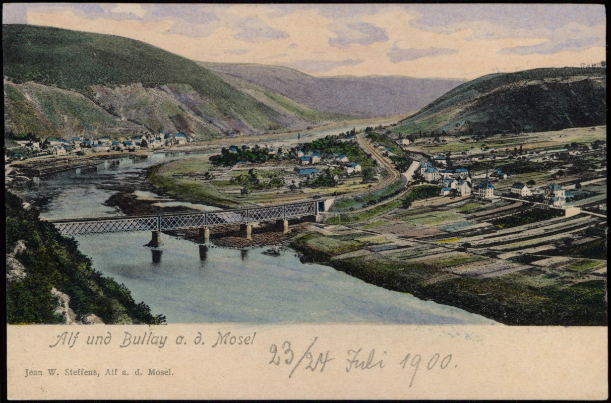 zoom: Image side vintage Postcard from 1900: Stadtblick colorierte AK:: Alf-Bullay