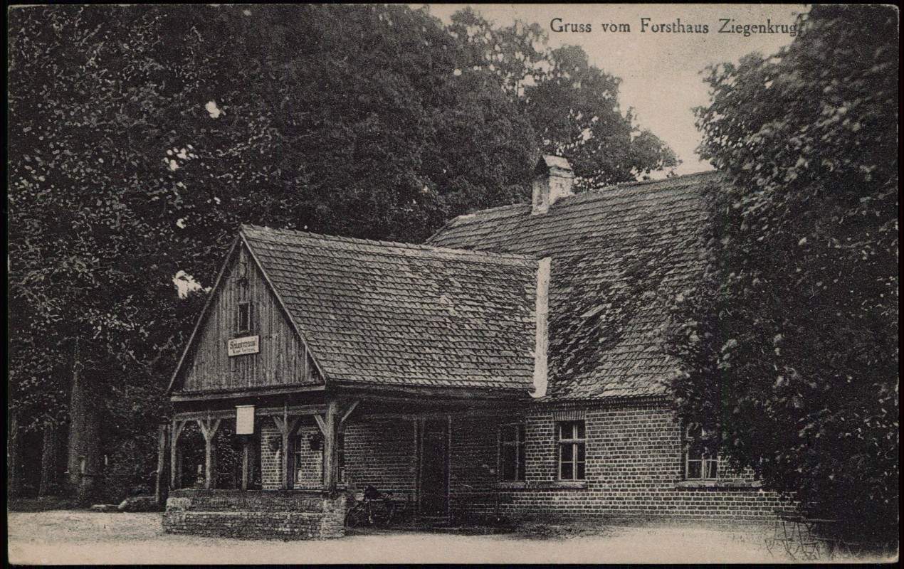 vergrößern: Bildseite historische Ansichtskarte von 1912: Forsthaus Ziegenkrug b. Wansdorf:: Velten