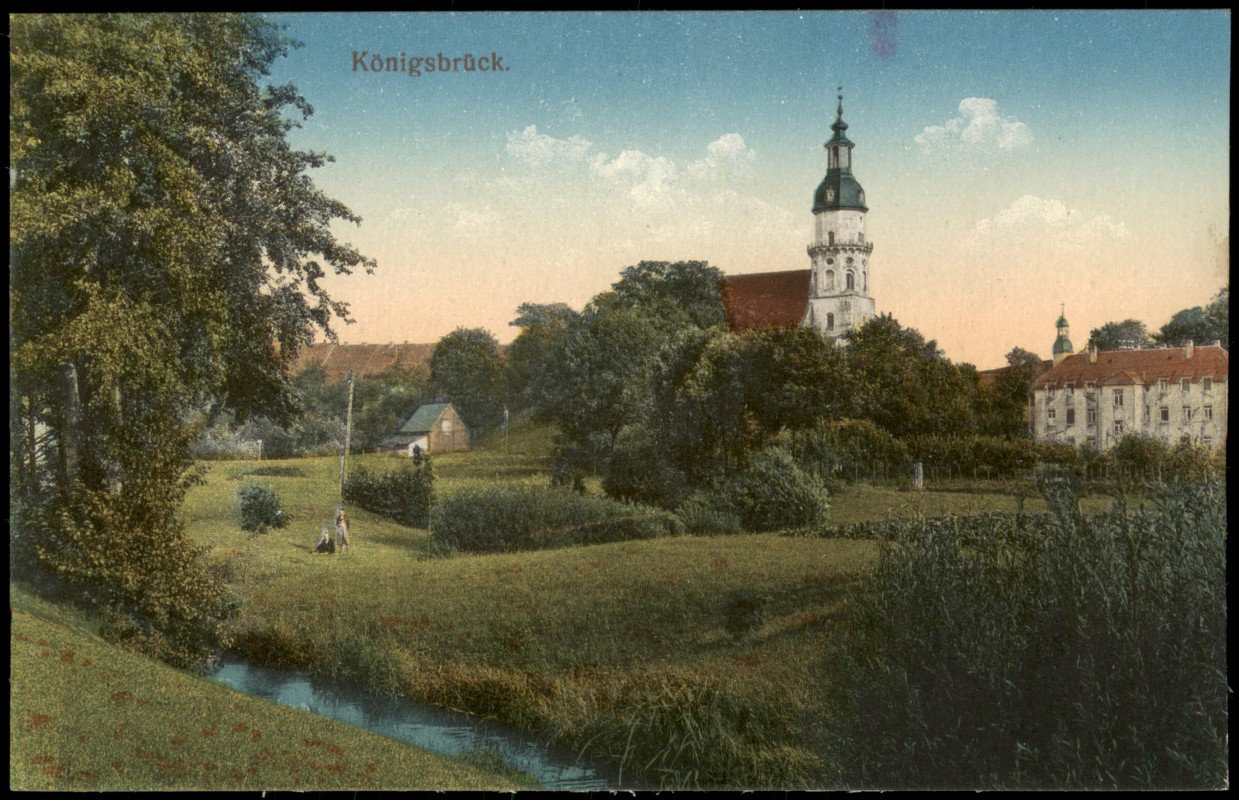 zoom: Image side vintage Postcard from 1915: Partie an der Stadt Fluss:: Königsbrück