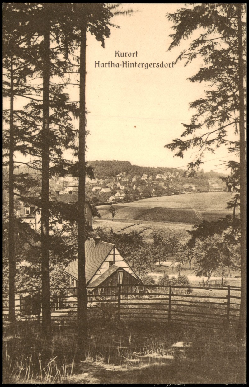 zoom: Image side vintage Postcard from 1928: Stadt und Fachwerkhaus:: Hintergersdorf-Tharandt