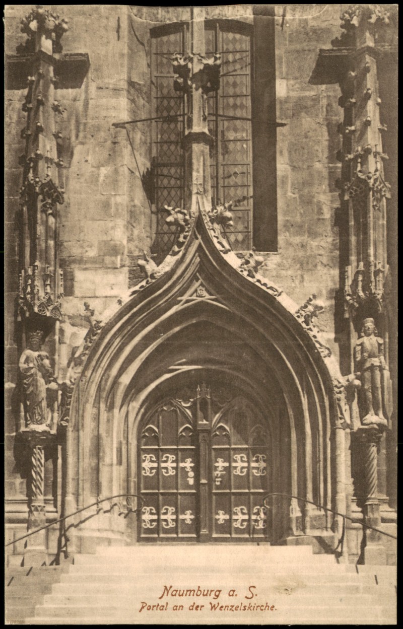 zoom: Image side vintage Postcard from 1912: Portal an der Wenzelskirche:: Naumburg (Saale)