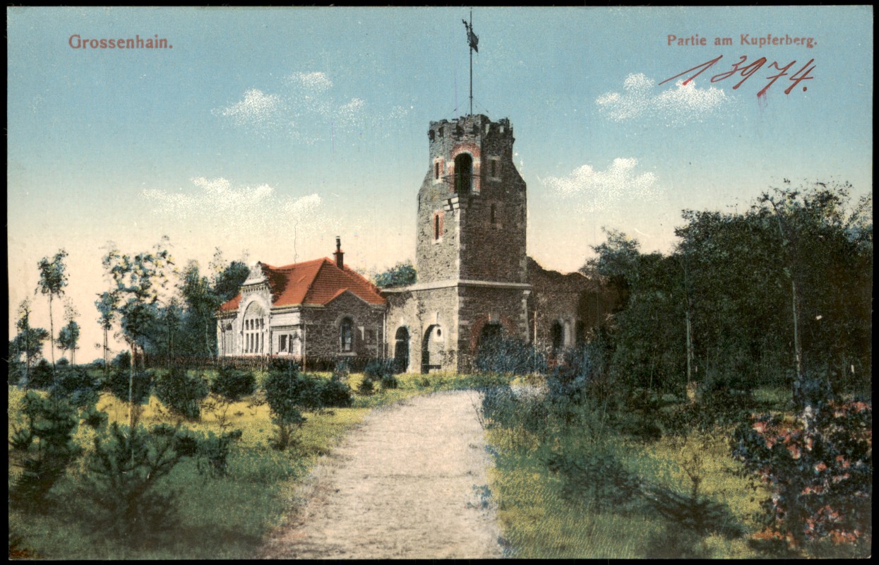 zoom: Image side vintage Postcard from 1912: Partie am Kupferberg:: Großenhain