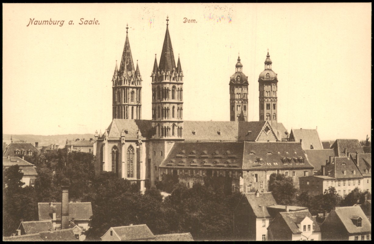 zoom: Image side vintage Postcard from 1912: Stadtpartie mit Dom:: Naumburg (Saale)