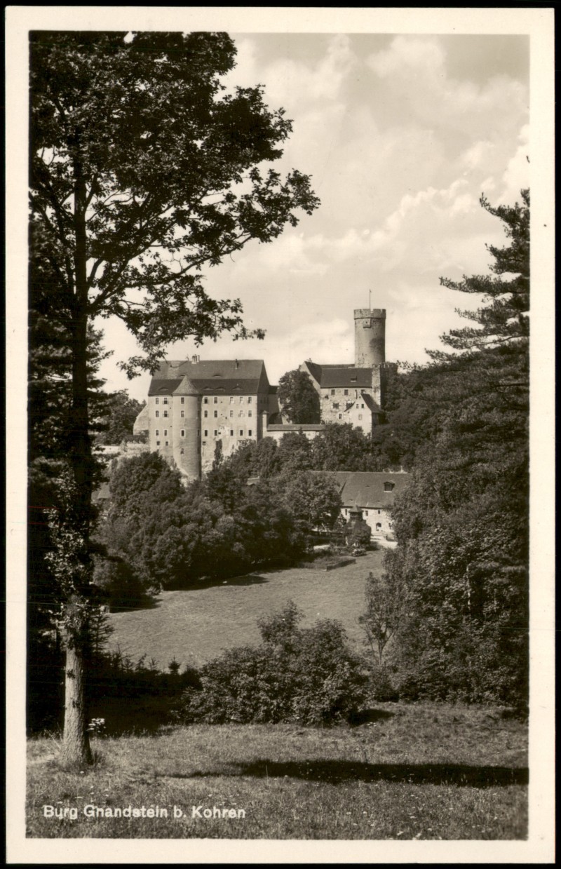 zoom: Image side vintage Postcard from 1928: Blick auf Burg Gnandstein:: Gnandstein-Kohren-Sahlis
