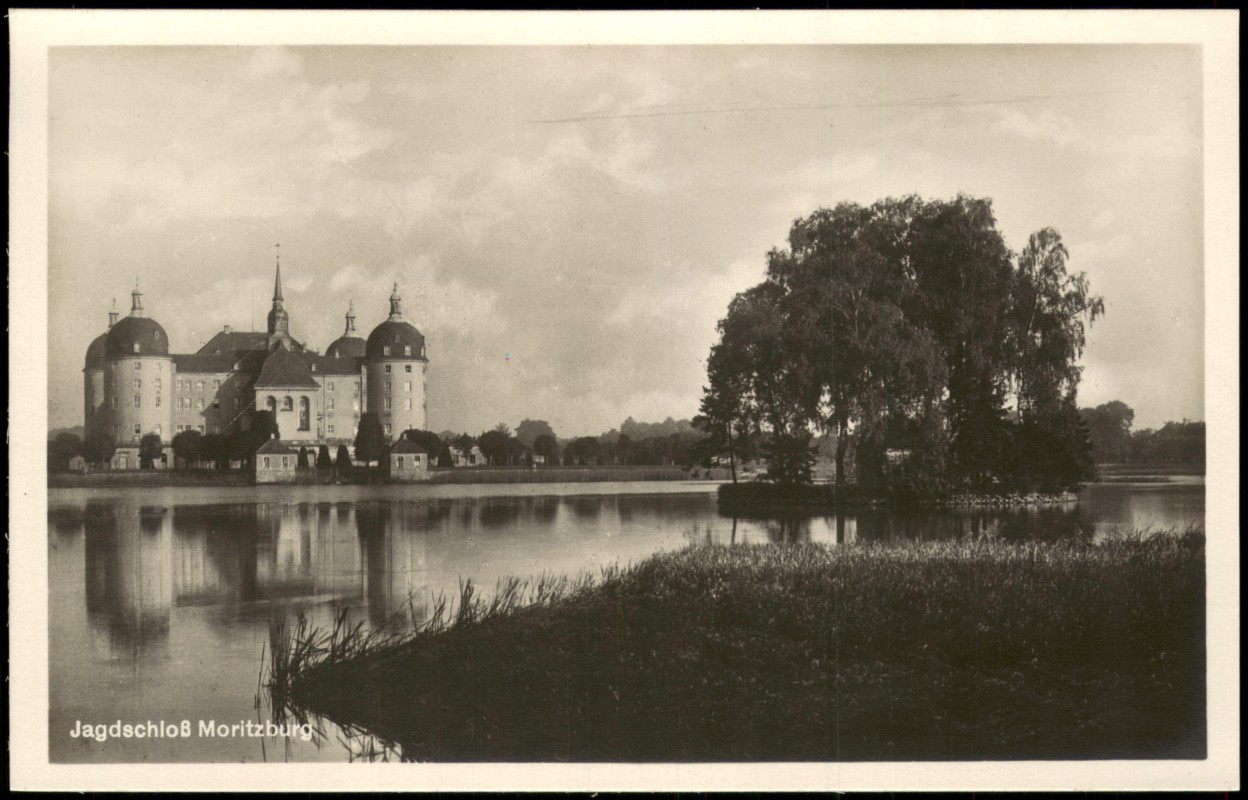 zoom: Image side vintage Postcard from 1928: Kgl. Jagdschloss Insel:: Moritzburg