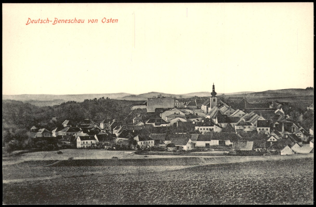 zoom: Image side vintage Postcard from 1912: Stadt vom Osten:: Benesov