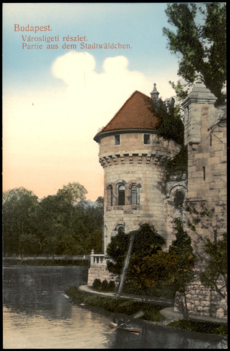 zoom: Image side vintage Postcard from 1909: Városligeti részlet:: Budapest