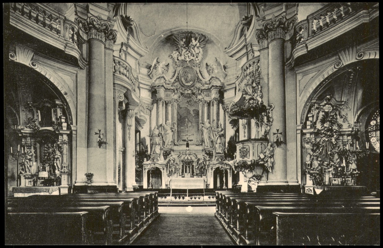 zoom: Image side vintage Postcard from 1912: Inneres der katholischen Kirche.:: Karlovy Vary