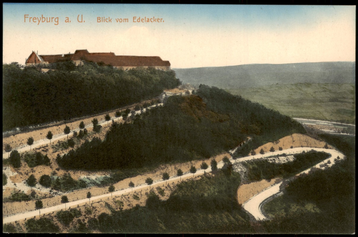 zoom: Image side vintage Postcard from 1915: Blick vom Edelacker:: Freyburg (Unstrut)