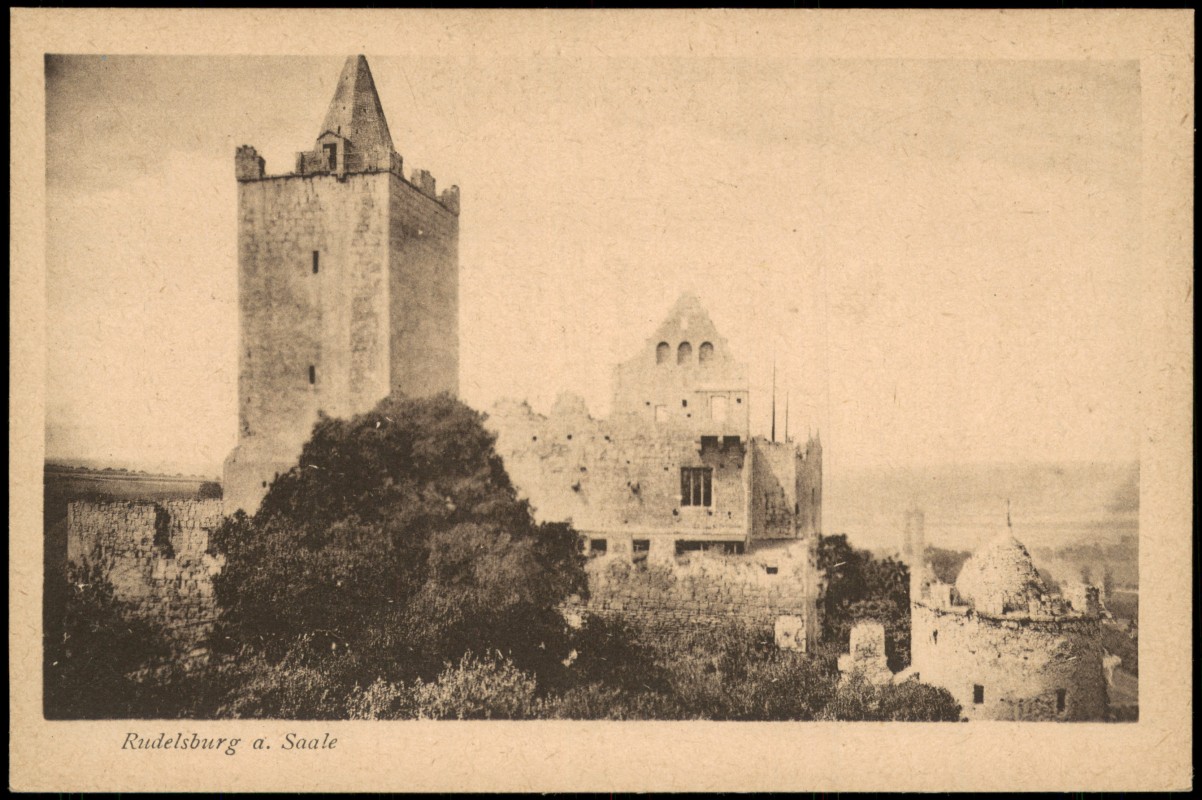 zoom: Image side vintage Postcard from 1912: Burgruine Rudelsburg:: Saaleck-Bad Kösen