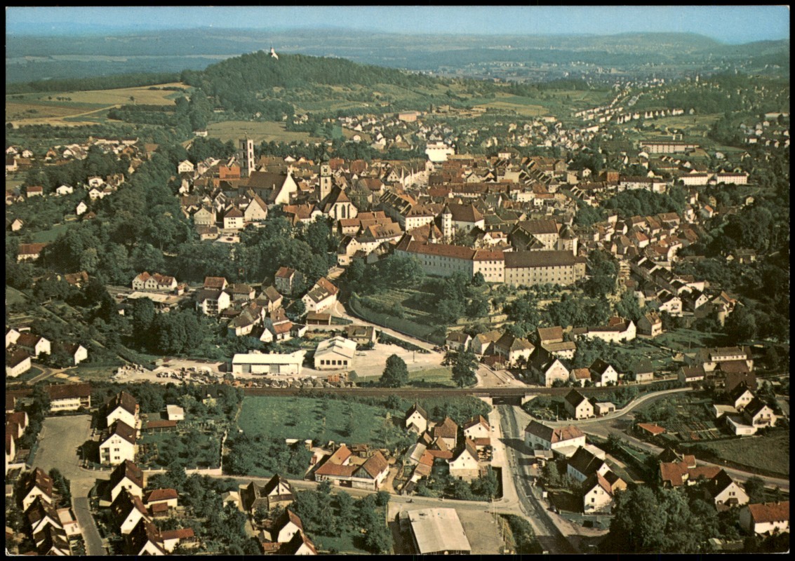 zoom: Image side vintage Postcard from 1975: Luftbild Luftaufnahme Gesamtansicht v. Flugzeug aus:: Sulzbach-Rosenberg