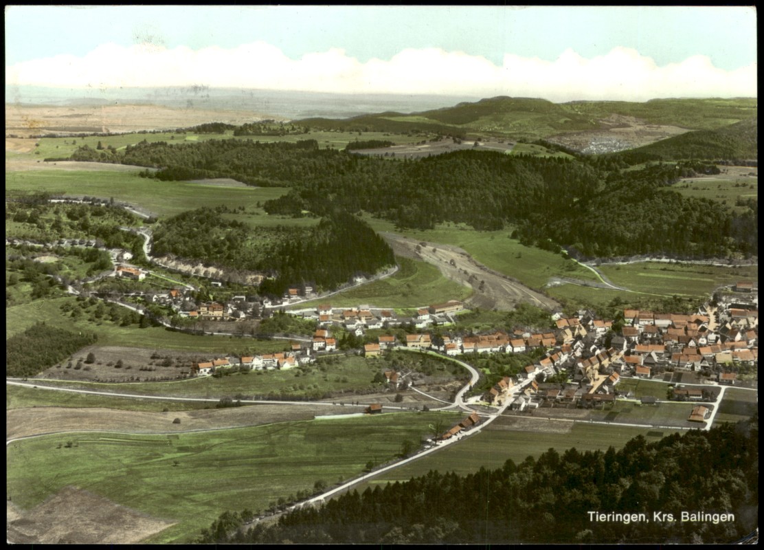 zoom: Image side vintage Postcard from 1960: Luftbild Luftaufnahme Tieringen Krs. Balingen:: Tieringen-Meßstetten