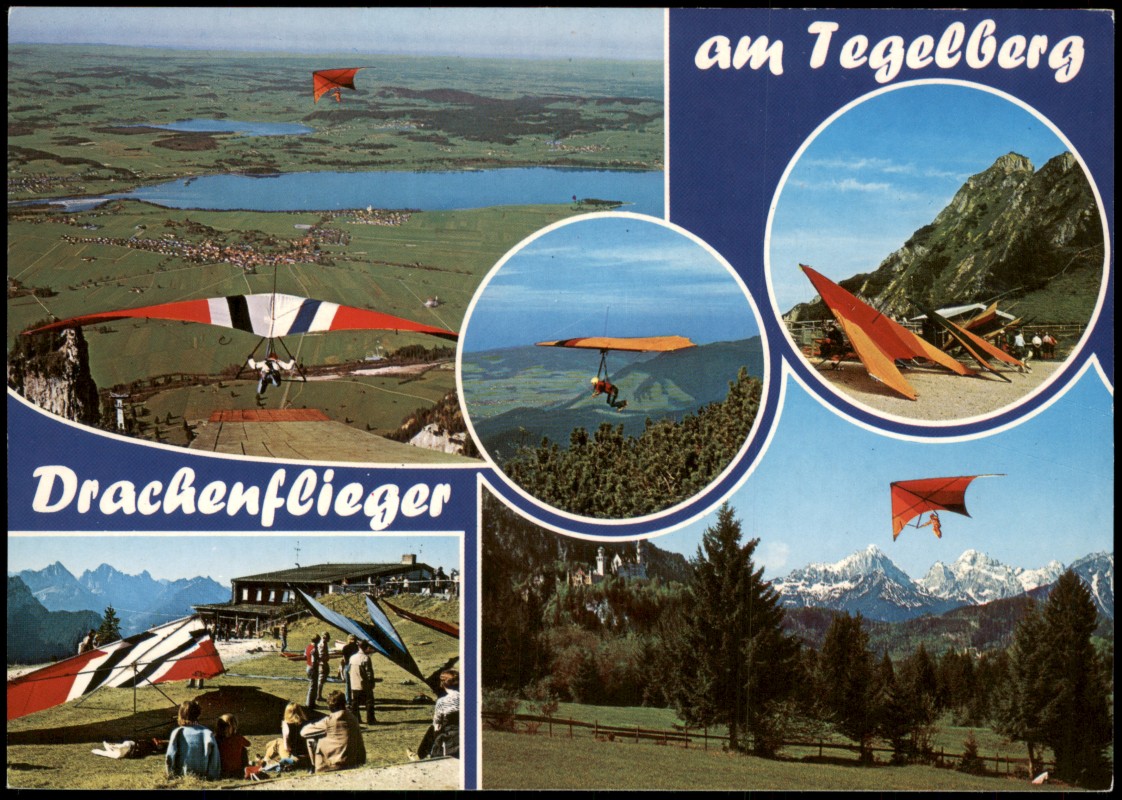 zoom: Image side vintage Postcard from 1980: Sport Flug- und Drachensport: Drachenflieger am Tegelberg::