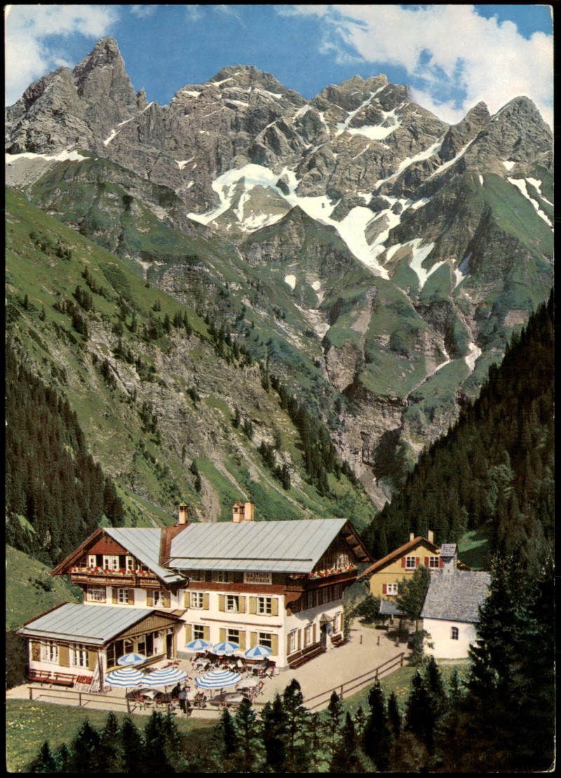 zoom: Image side vintage Postcard from 1965: Gasthof und Pension Einödsbach:: Oberstdorf