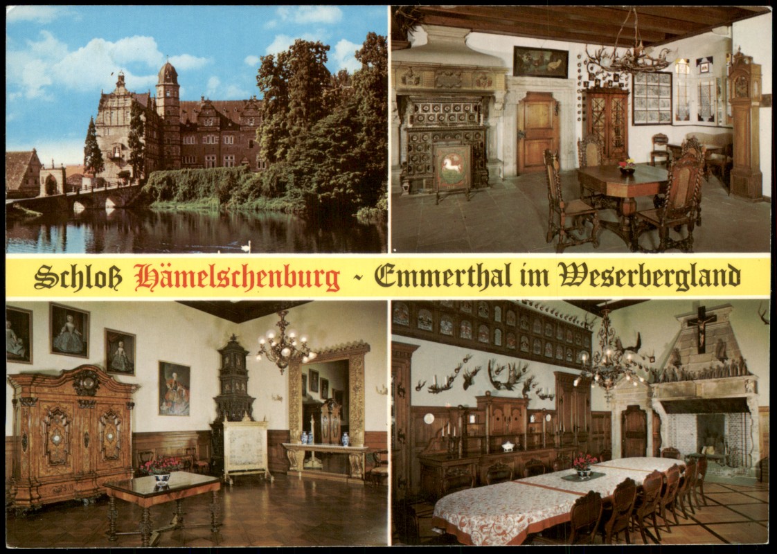 zoom: Image side vintage Postcard from 1982: Schloß Hämelschenburg Emmerthal im Weserbergland:: Emmerthal