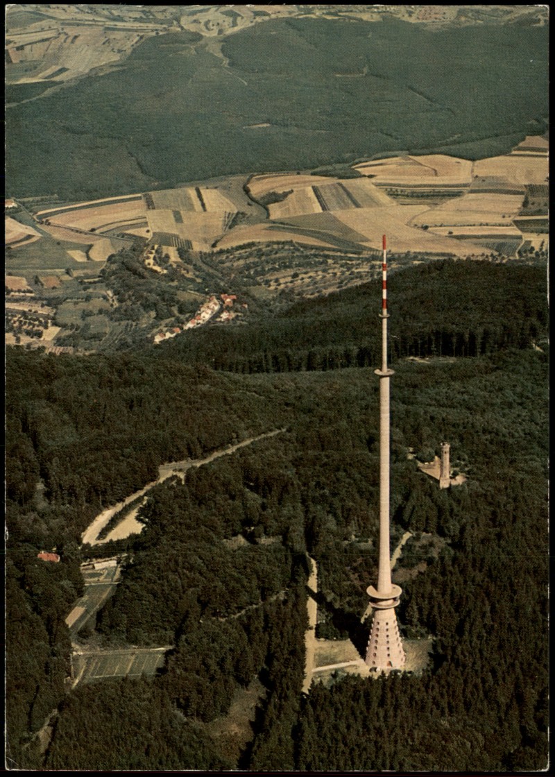 zoom: Image side vintage Postcard from 1977: Luftbild Pfalz Donnersberg Fernsehturm Ludwigsturm:: Dannenfels