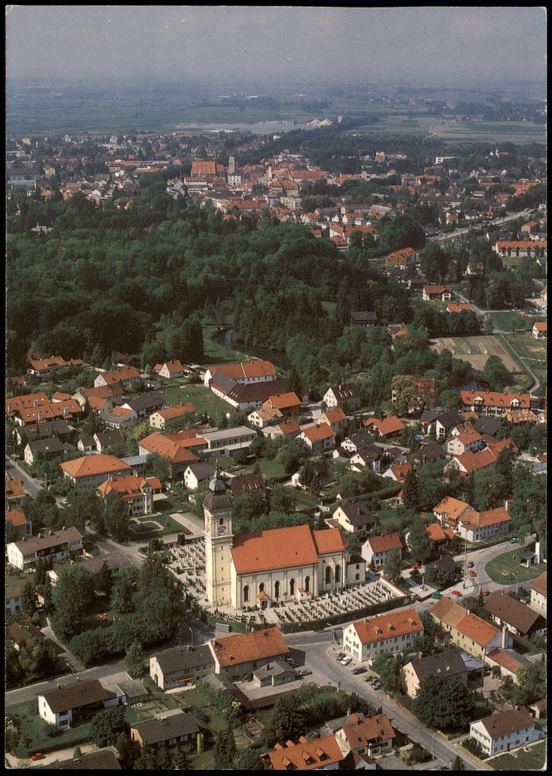 zoom: Image side vintage Postcard from 1981: Luftbild Fliegeraufnahme:: Altenerding-Erding