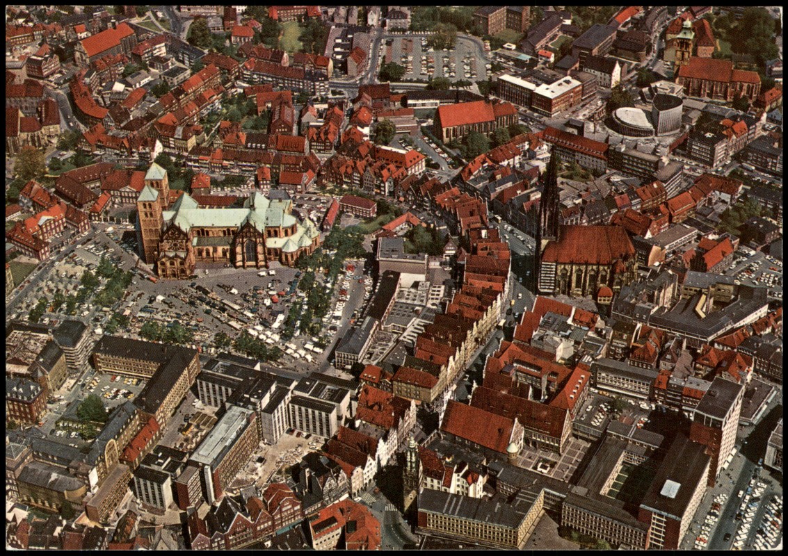 zoom: Image side vintage Postcard from 1978: Luftbild aus großer Höhe:: Münster (Westphalia)