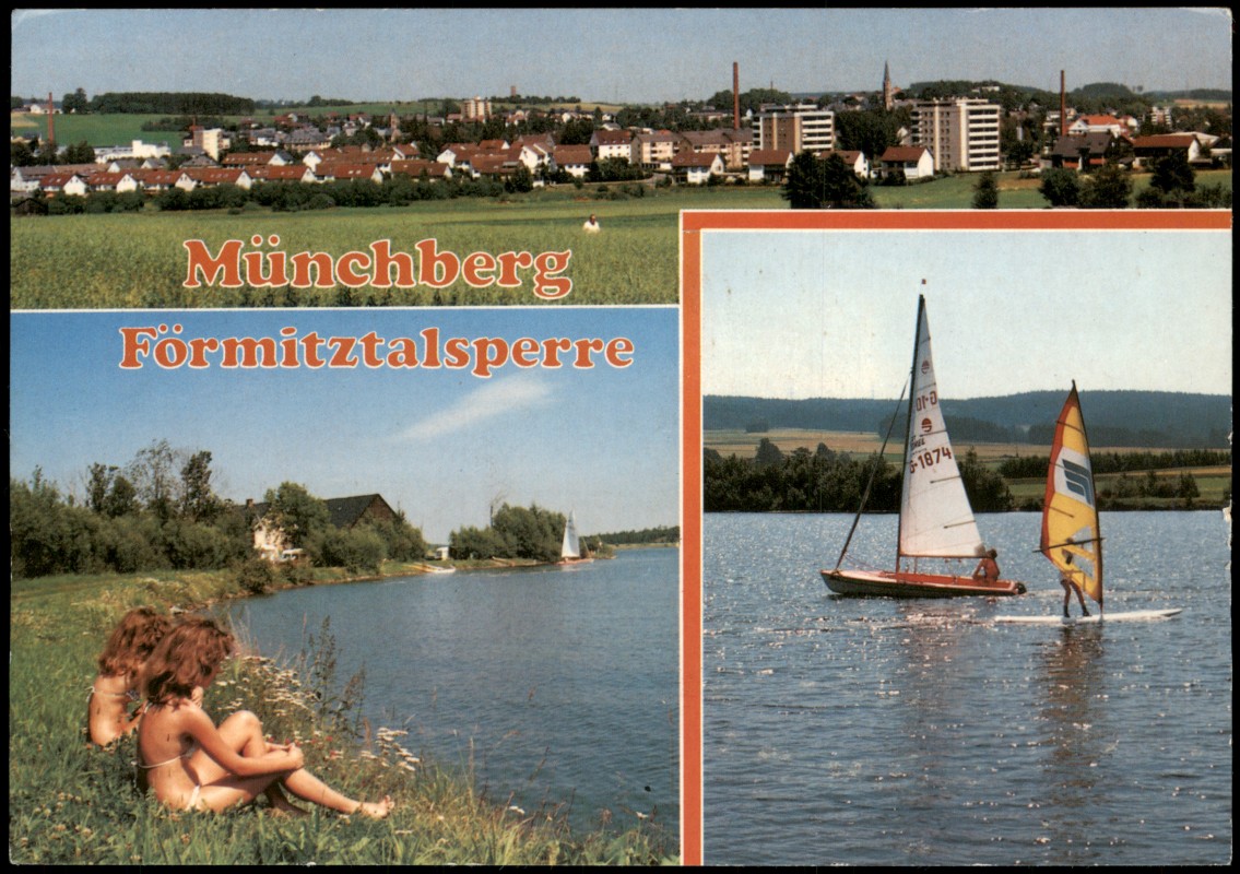 zoom: Image side vintage Postcard from 1982: Mehrbildkarte, Förmitztalsperre:: Münchberg