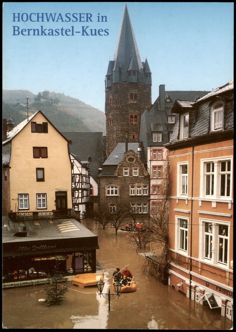 zoom: Image side vintage Postcard from 2000: HOCHWASSER Bernkastel-Kues:: Berncastel-Cues