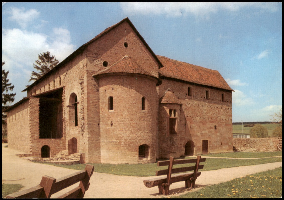 vergrößern: Bildseite historische Ansichtskarte von 1980: Einhardsbasilika:: Steinbach-Michelstadt