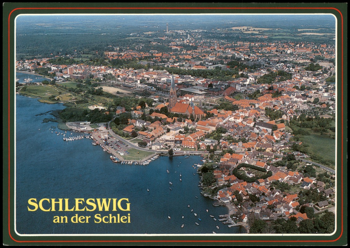 zoom: Image side vintage Postcard from 2000: Luftbild Luftaufnahme:: Schleswig (Sleswig/Slesvig)