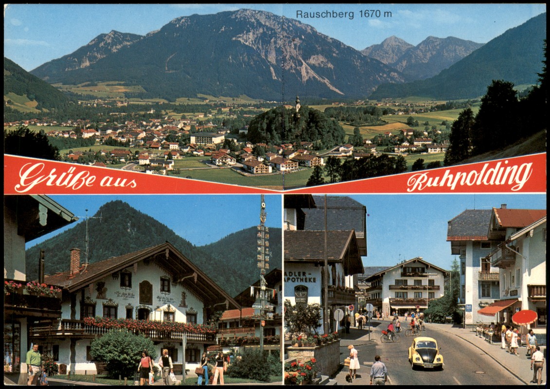 vergrößern: Bildseite historische Ansichtskarte von 1990: Obb.Bayerische Alpen - Rauschberg 1670 m:: Ruhpolding
