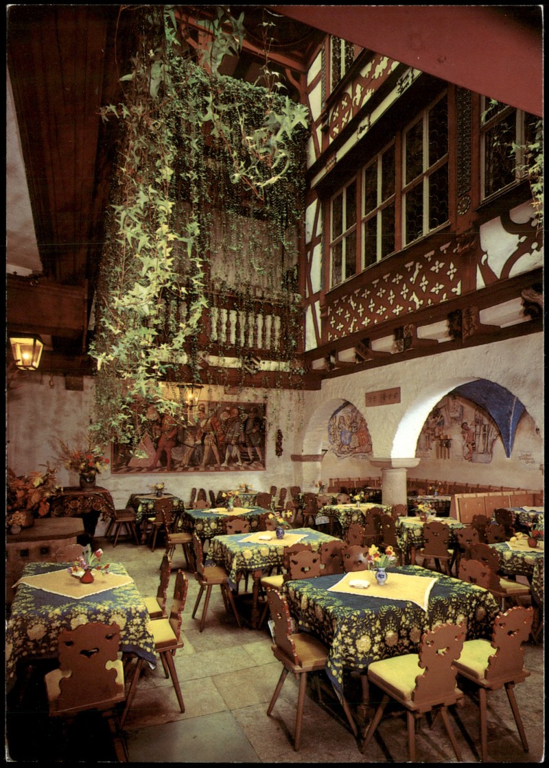 zoom: Image side vintage Postcard from 1980: BAUMEISTERHAUS CAFE RESTAURANT KONDITOREI Am Marktplatz:: Rothenburg ob der Tauber