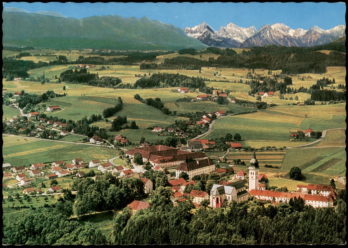 vergrößern: Bildseite historische Ansichtskarte von 1970: Luftbild Luftaufnahme:: Rottenbuch