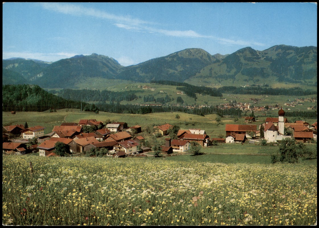 zoom: Image side vintage Postcard from 1975: Panorama-Ansicht:: Schöllang (Oberallgäu)
