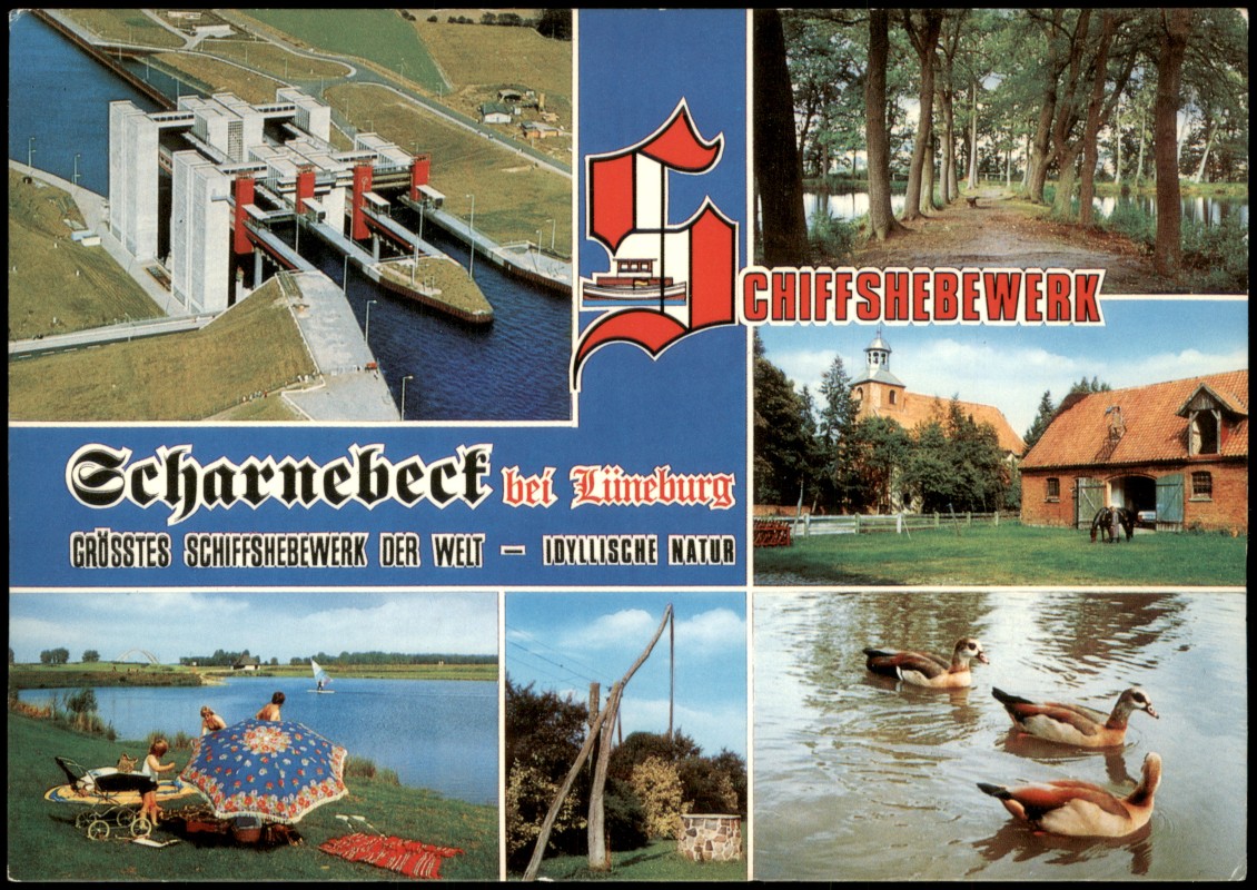 zoom: Image side vintage Postcard from 1980: Schiffshebewerk (Mehrbildkarte):: Scharnebeck