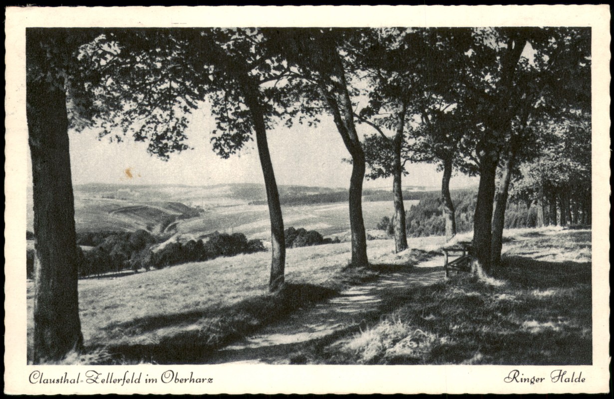 zoom: Image side vintage Postcard from 1955: Panorama-Ansicht Ringer Halde:: Clausthal-Zellerfeld
